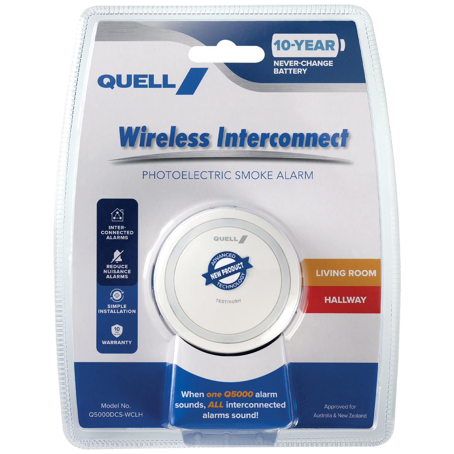 Quell Q5000 Wireless Interconnect Photoelectric Smoke Alarm - 10 Year