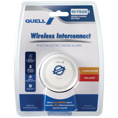 Quell Q5000 Wireless Interconnect Photoelectric Smoke Alarm - 10 Year