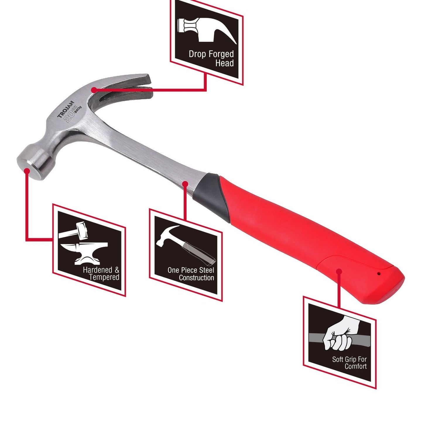 Trojan Steel Claw Hammer - 20oz - 560g