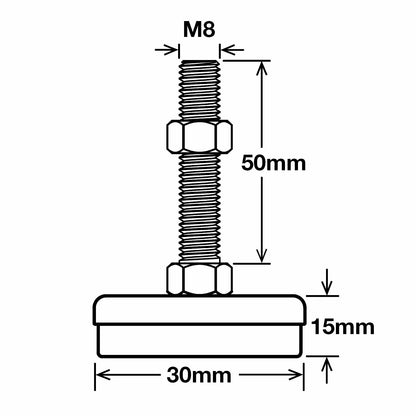 Richmond Levelling Feet - 50mm x M8 - 4 Pack