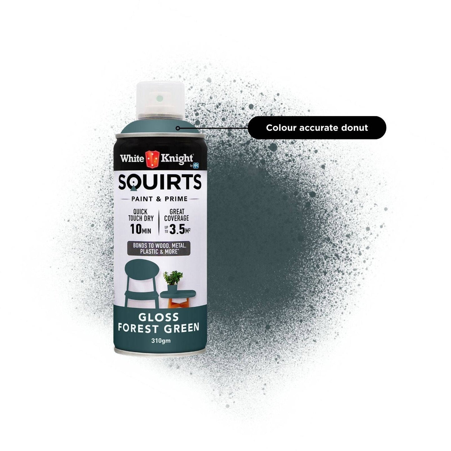 White Knight Squirts Forest Green Gloss Spray Paint - 310g