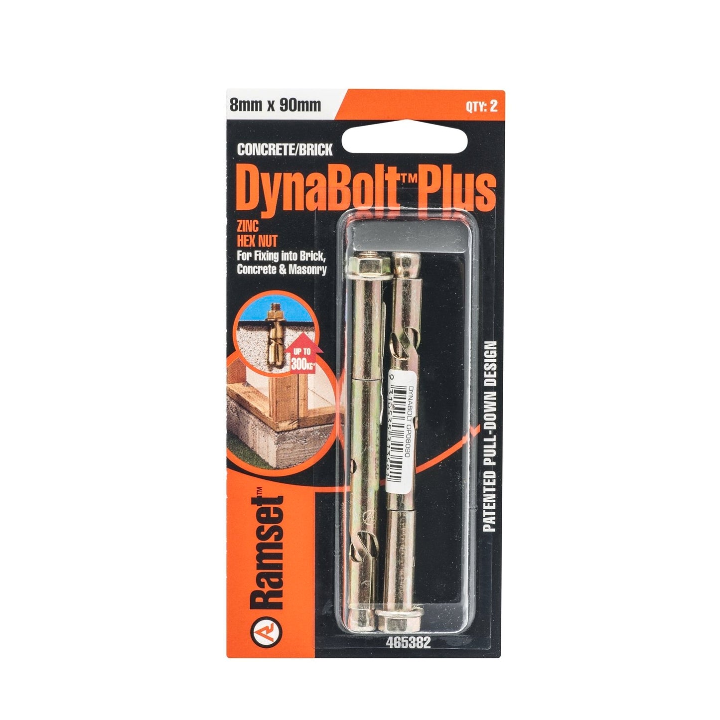 Ramset DynaBolt Plus - 8mm Hex Nut - 2 Pack
