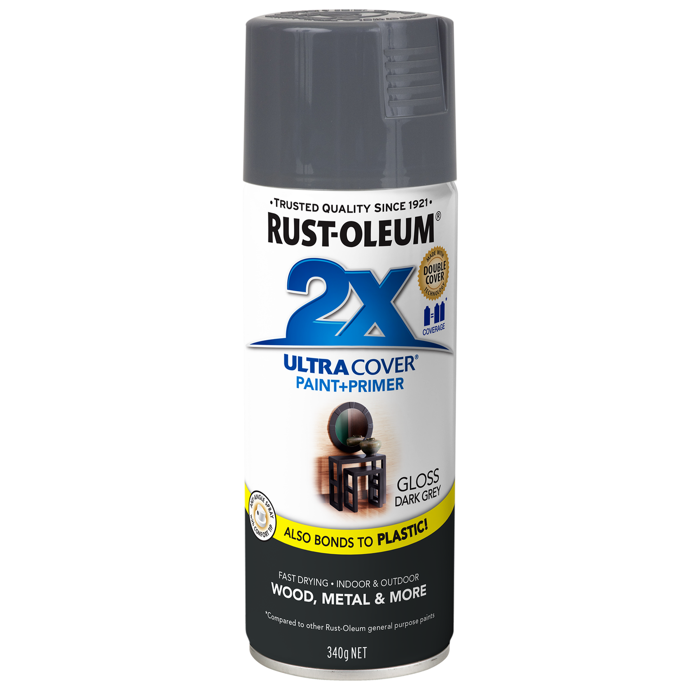Rust-Oleum 2X Ultra Cover Gloss Spray Paint - 340g - Dark Grey