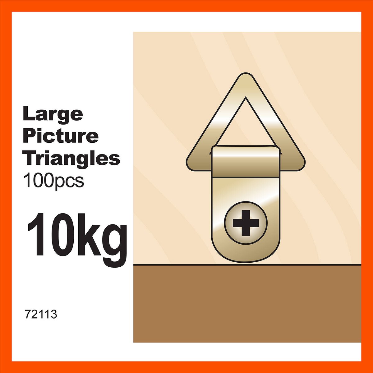 Everhang Picture Hanging Triangle D Ring 10kg Brass Plated 100 Pack