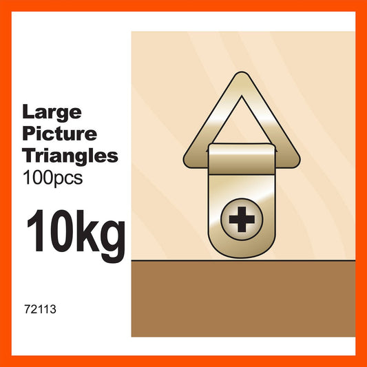 Everhang Picture Hanging Triangle D Ring 10kg Brass Plated 100 Pack