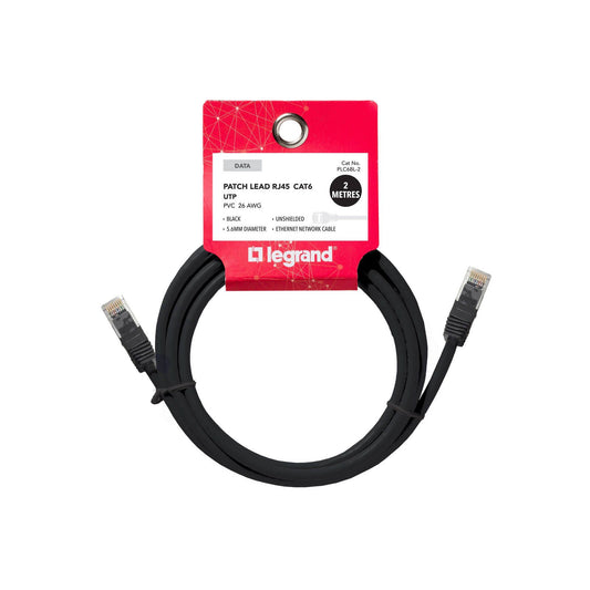 Legrand Cat6 RJ45 UTP Patch Lead - 2m - Black