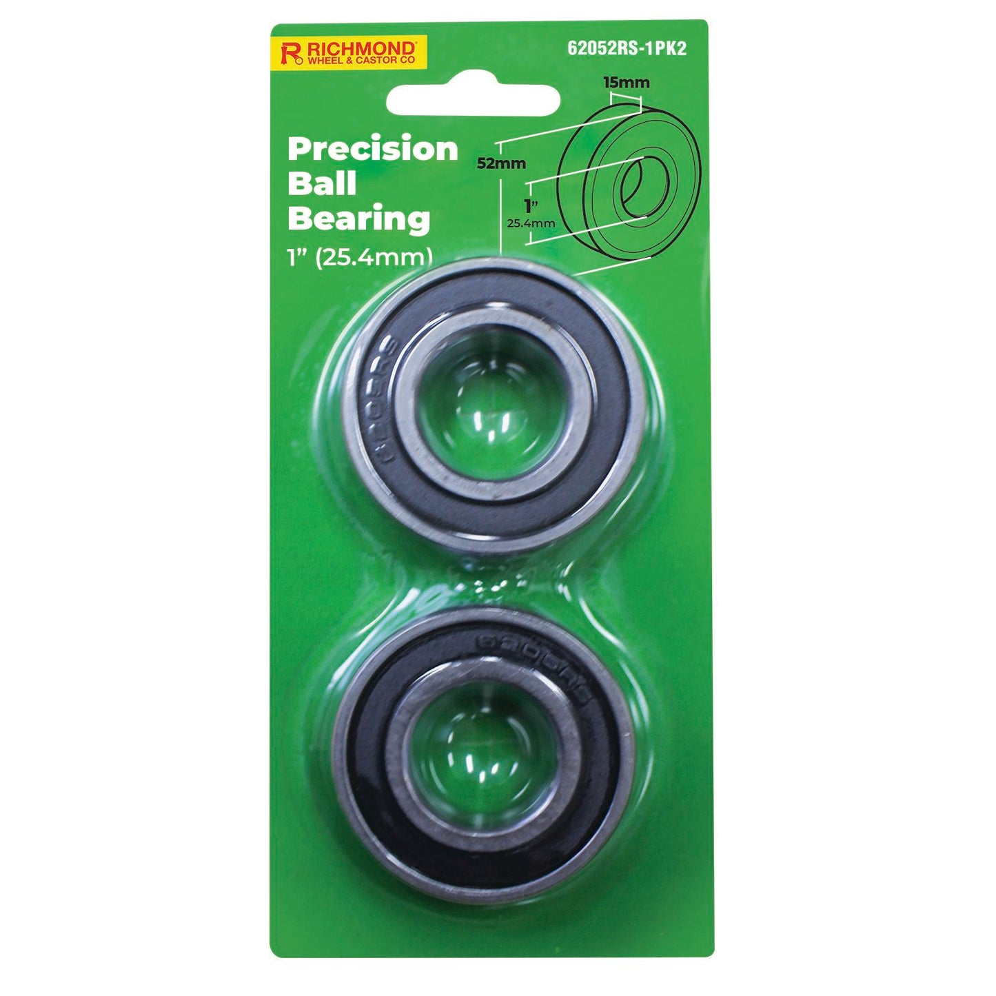 Richmond Rubber Sealed Precision Ball Bearing - 52 x 15mm - 2 Pack