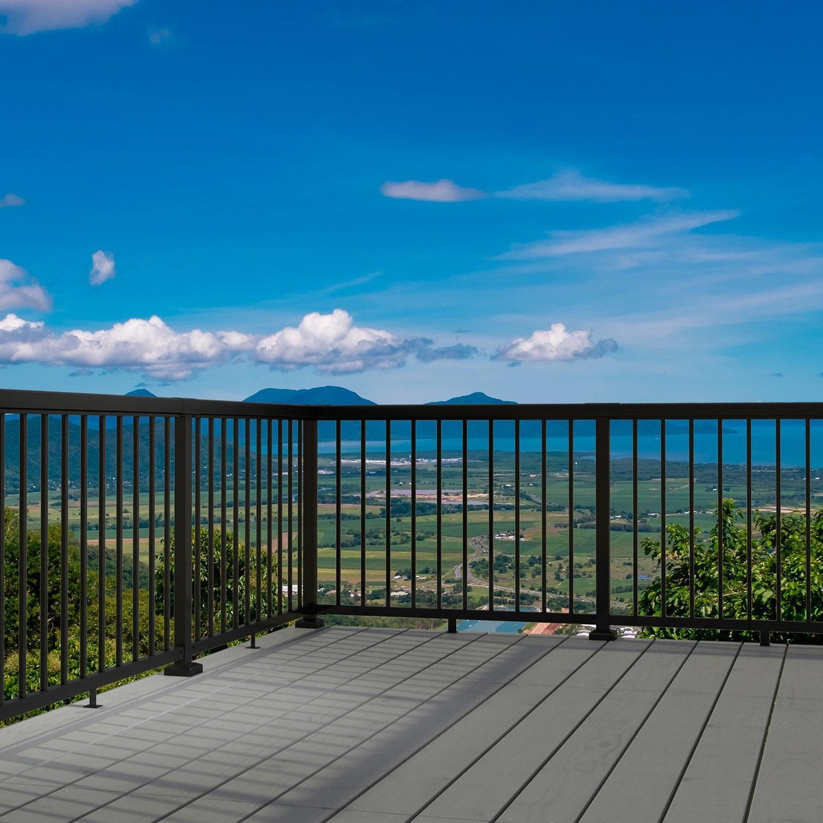 Peak 1000mm Black Aluminium Deck Balustrade Mid Post - Durable Design