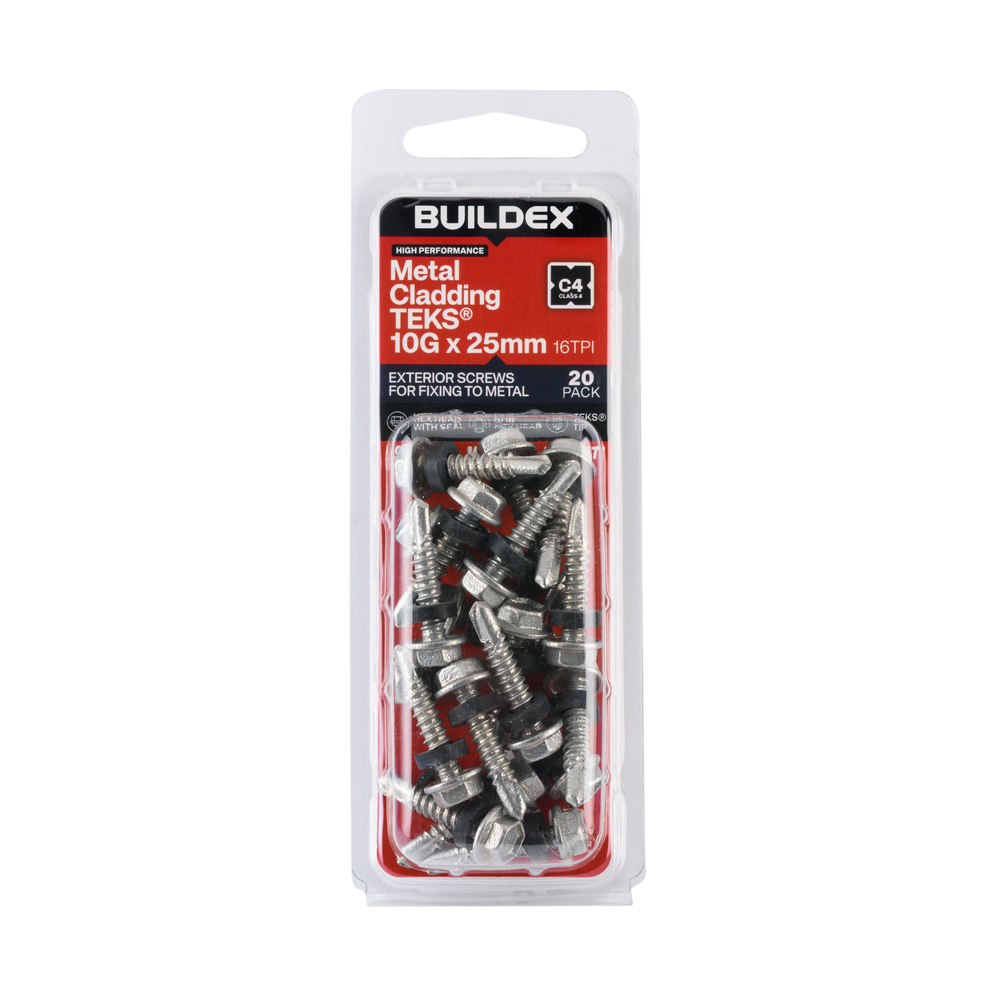 Buildex Teks Screws - 10g x 25mm - Class 4 - 20 Pack