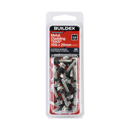 Buildex Teks Screws - 10g x 25mm - Class 4 - 20 Pack