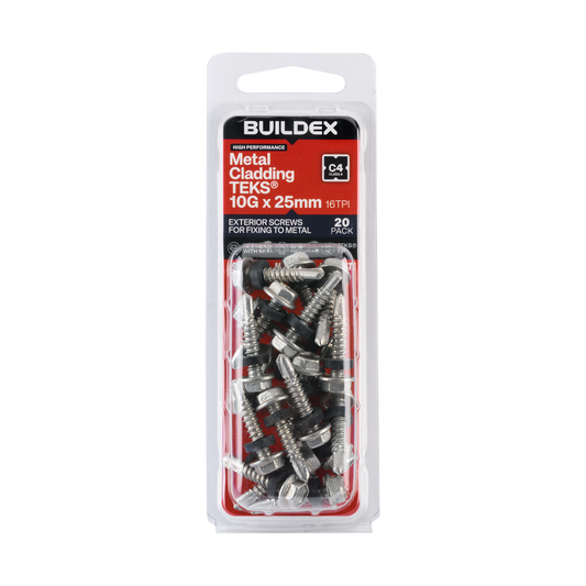 Buildex Teks Screws - 10g x 25mm - Class 4 - 20 Pack