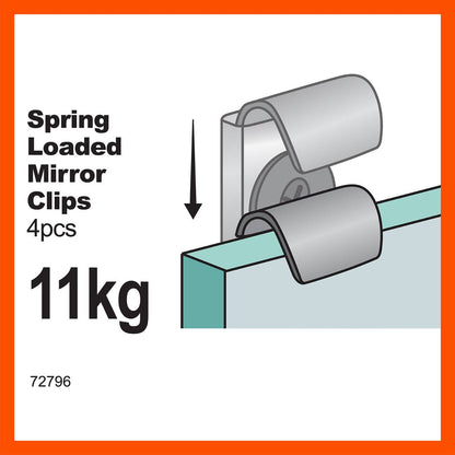 Everhang Mirror Clip Set - 11kg Steel - Easy Install - Secure Hold