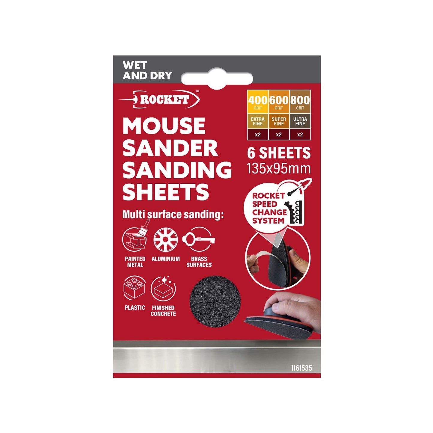 Rocket Mouse Sander - Wet and Dry Sheets - 95 x 135mm - 6 Pack