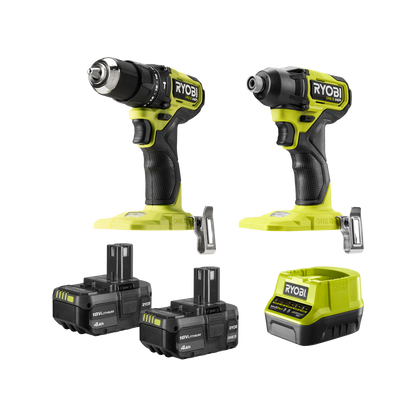 Ryobi HP Brushless Compact Impact Driver & Hammer Drill Kit - 18V ONE+ - 4.0Ah - 2 Piece