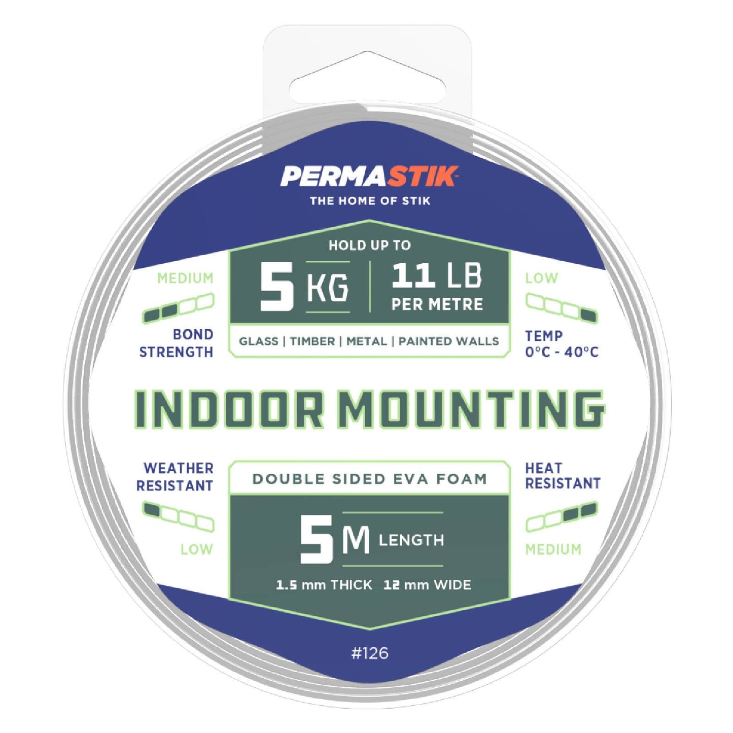 Permastik Indoor Mounting Tape - 12mm x 5m - 5kg
