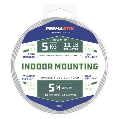 Permastik Indoor Mounting Tape - 12mm x 5m - 5kg