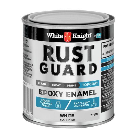 White Knight Rust Guard Epoxy Enamel White Flat Finish Topcoat - 250ml