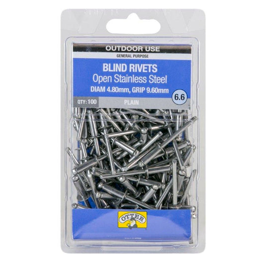Otter Open Stainless Steel Blind Rivets - 8 x 9.6mm - 100 Pack