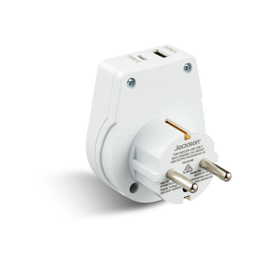 Jackson Outbound Slim USB A & C Outbound Travel Adaptor - Europs, Bali