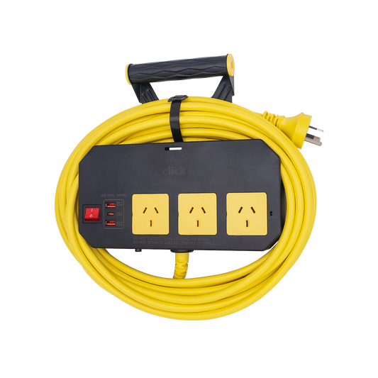 Click 3 Outlet Power Board With Hanger - Wall Mountable