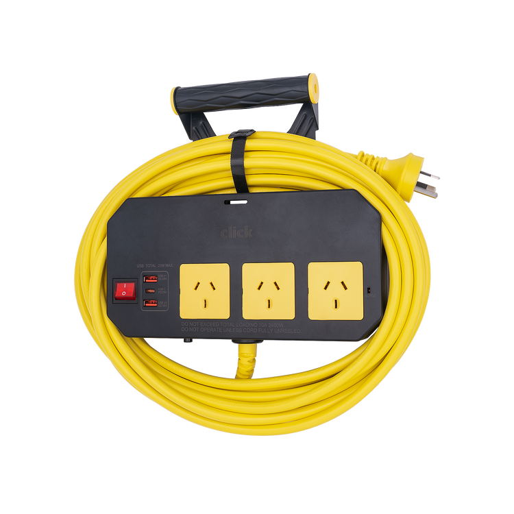 Click 3 Outlet Power Board With Hanger - Wall Mountable