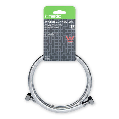 Kinetic 2000mm Stainless Steel Flexible Braided Hose Water Connector