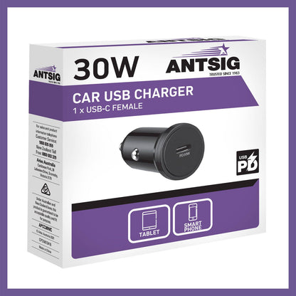 Antsig 30W USB-C Car Charger - 25 x 70mm