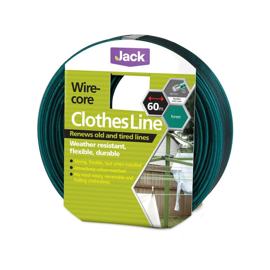 Jack 4mm x 60m Wire-Core Clothes Line - Weather Resistant, Flexible, Durable