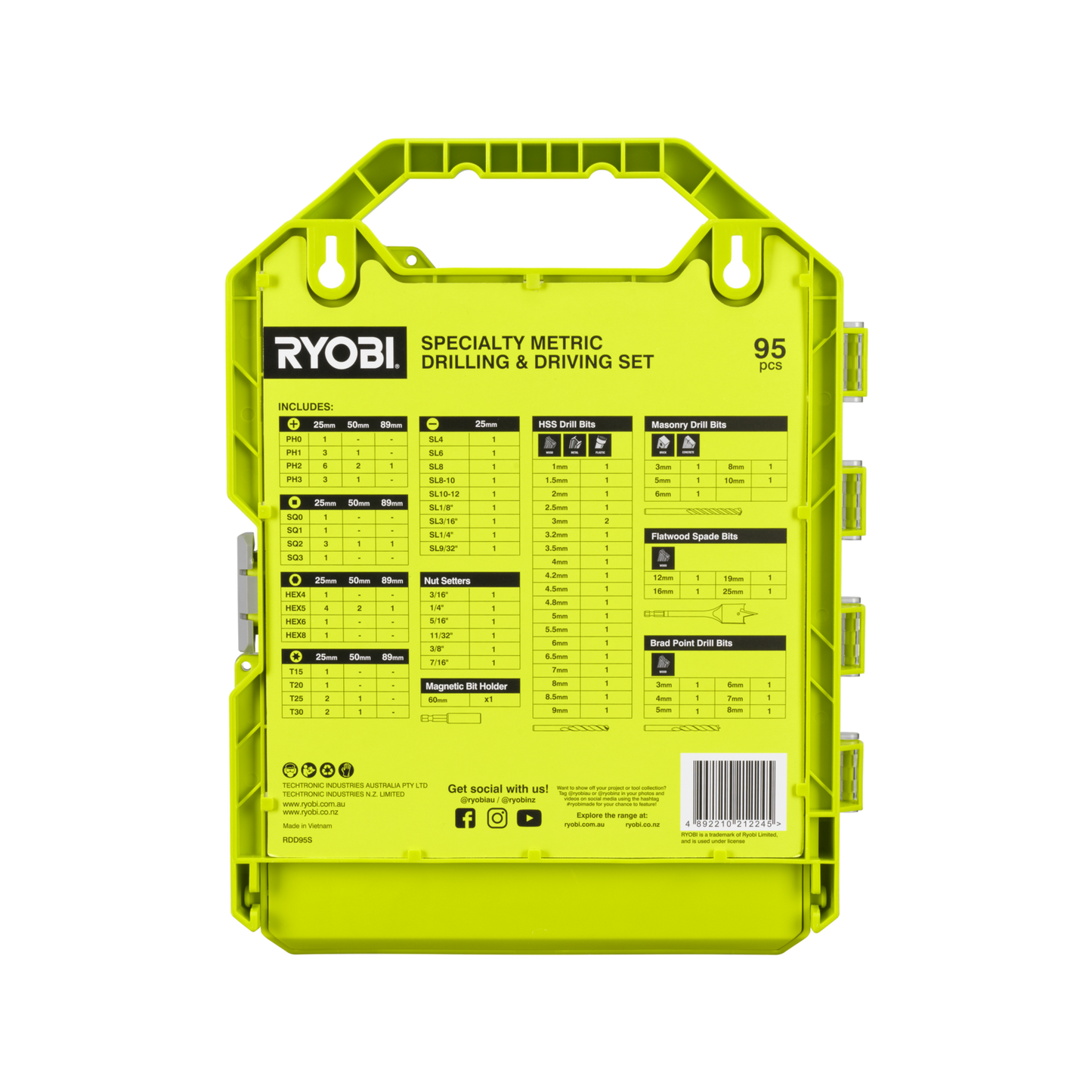 Ryobi 95 Piece Specialty Metric Drill and Drive Set - 251 x 320mm