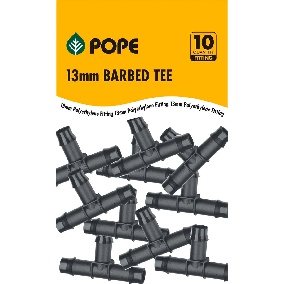 Pope 13mm Barbed Tee 10 Pack - Polypropylene - Secure Installation