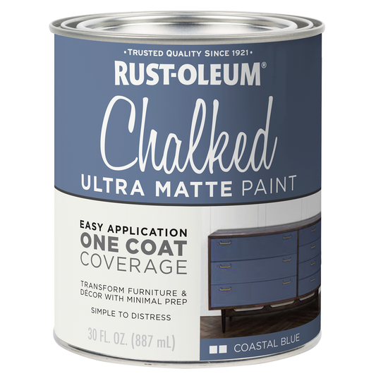 Rust Oleum Chalked Ultra Matte Paint Coastal Blue 887ml