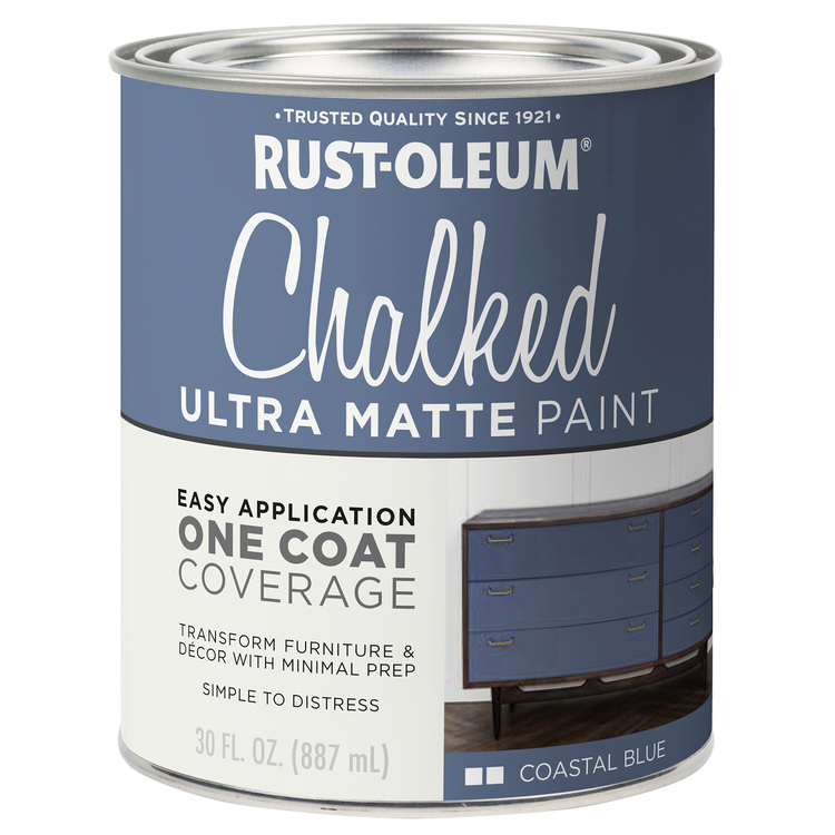 Rust Oleum Chalked Ultra Matte Paint Coastal Blue 887ml