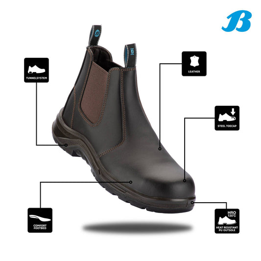 Bata Industrials Brown Meteor Pull On Safety Boot - UK 10