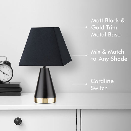Verve Design Jessica Lamp Base - 120 x 280mm - Black/Gold