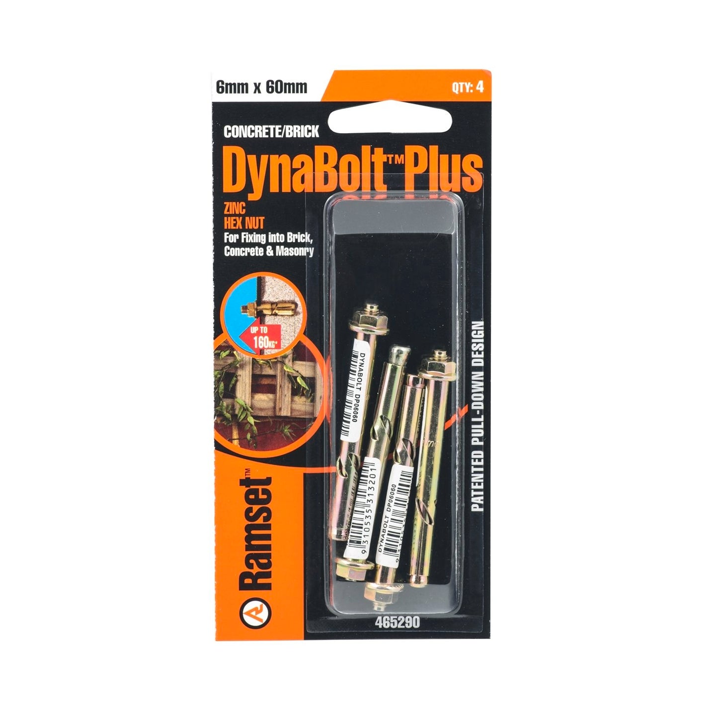 Ramset DynaBolt Plus - 6mm Hex Nut - 4 Pack