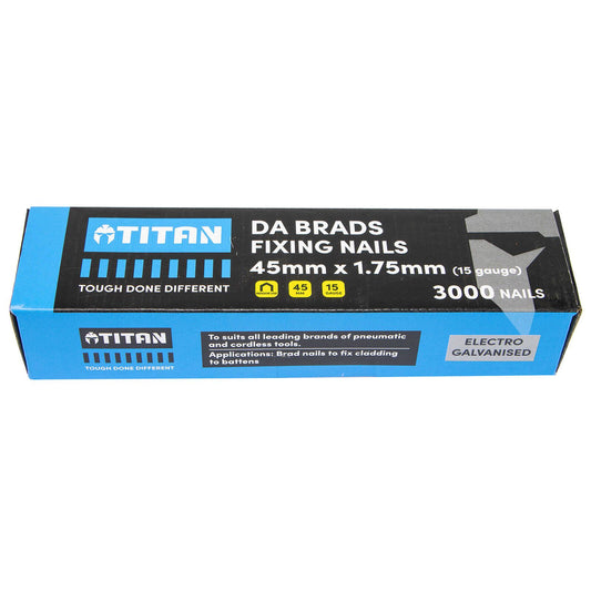 Titan Electro Galvanised Angled Collated Nail Da Brads - 45 x 1.75mm - 3000 Pack