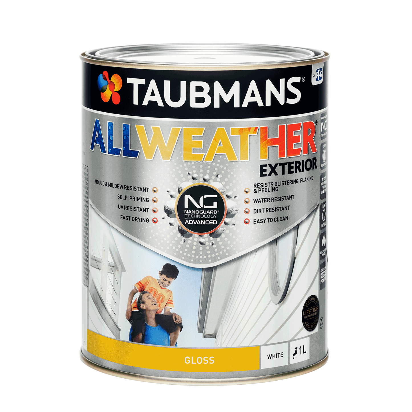 Taubmans White Gloss All Weather Exterior Paint - 1L
