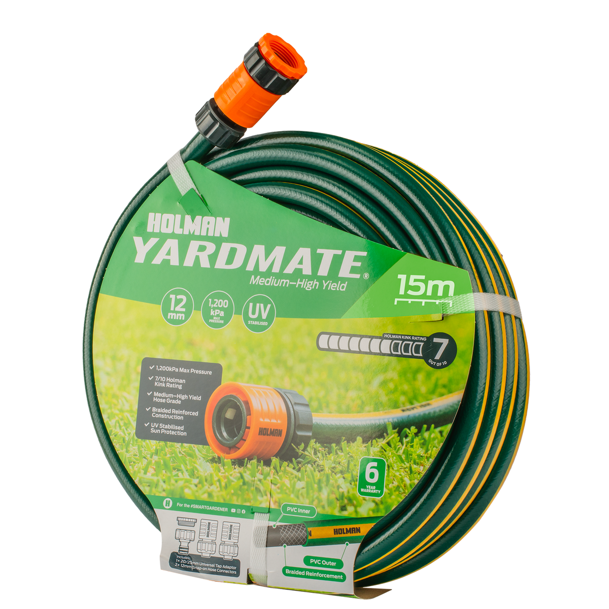 Holman Garden Hose - 12mm x 15m - PVC - Kink Resistant
