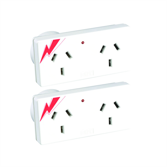 Hpm Surge Protected Double Adaptor - 2 Pack