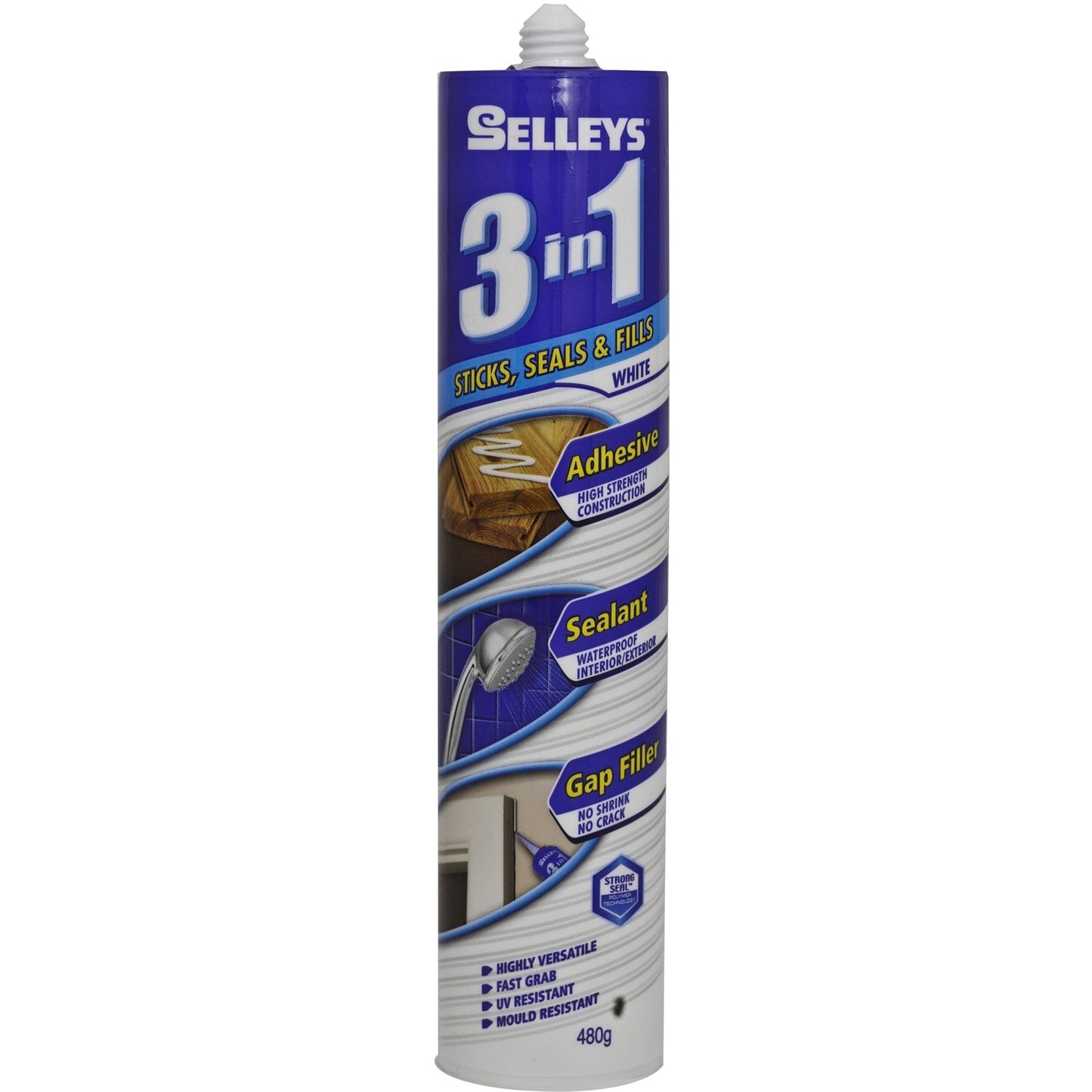 Selleys 3 in 1 Silicone Sealant - 480g - White