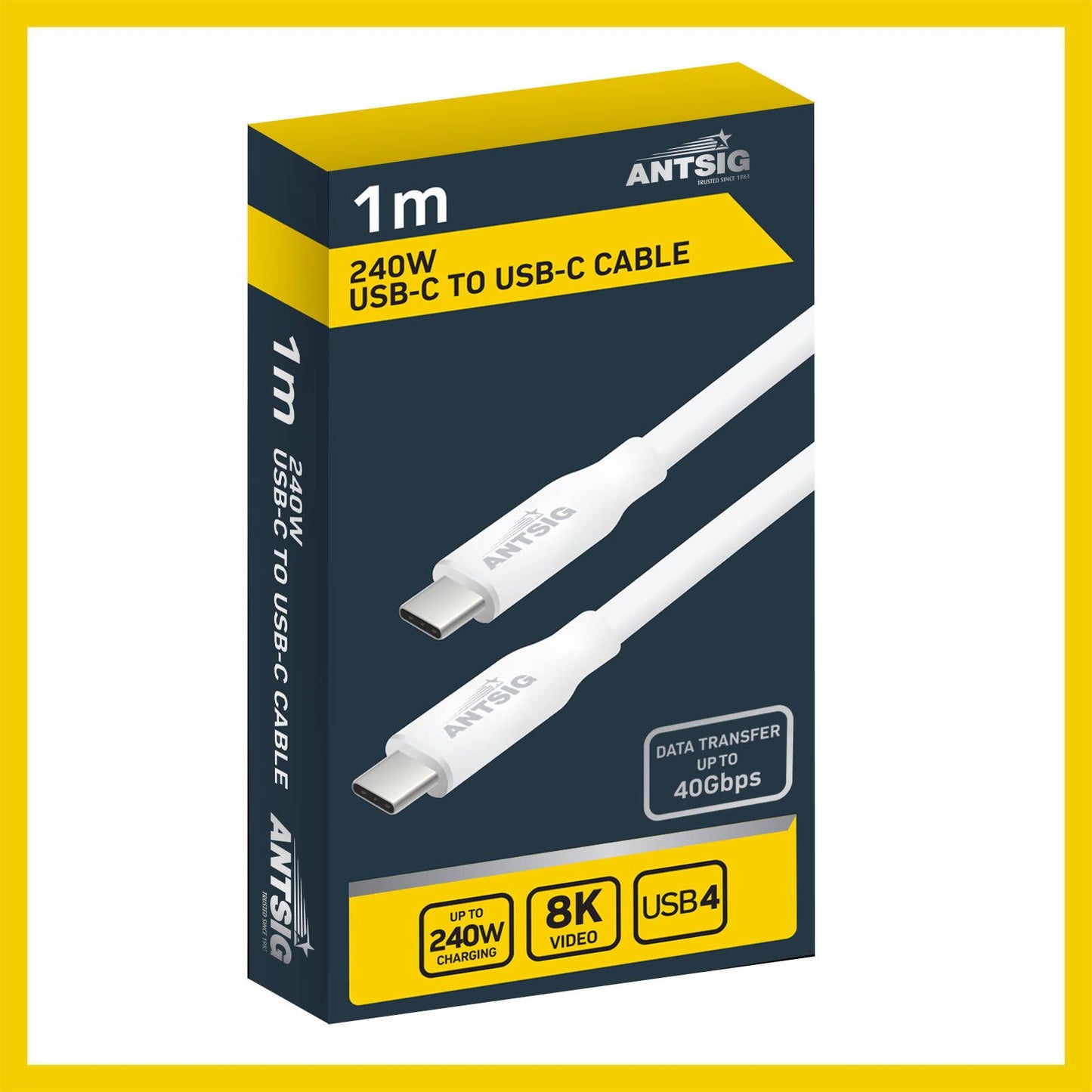 Antsig 240W USB C to USB C Cable - 1m - White