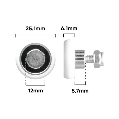 Rolltrak Acetal Convex Roller - 25mm - 15kg