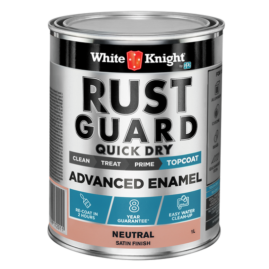 White Knight Rust Guard Advanced Enamel Paint - 1L - Neutral Satin