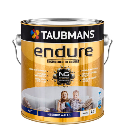 Taubmans White Matt Endure Interior Walls Paint - 2L