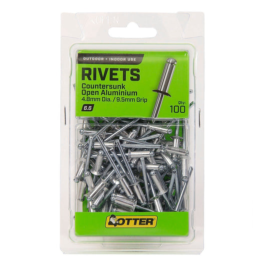 Otter Countersunk Aluminium Rivets - 4.8 x 9.5mm - 100 Pack