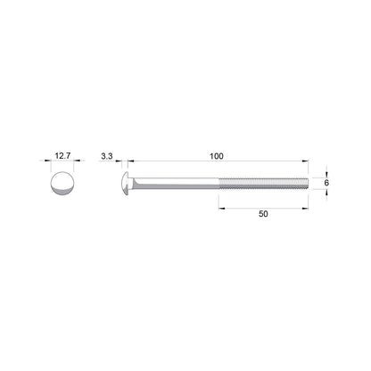 Zenith Hot Dip Galvanised Cup Head Bolts & Nuts - M6 x 100mm - 25 Pack