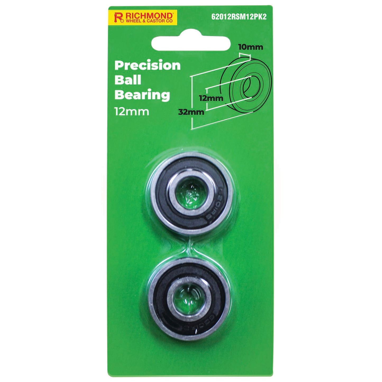 Richmond Rubber Sealed Precision Bearing - 32 x 12 x 10mm - 2 Pack