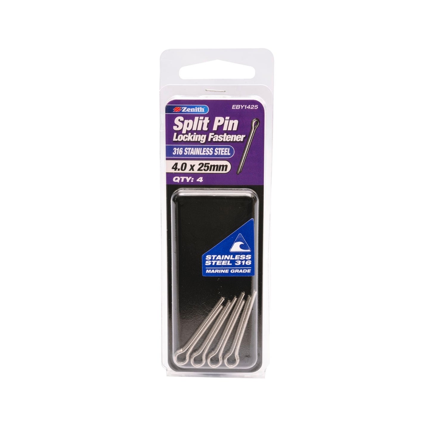 Zenith Split Pins - 4 x 25mm - Stainless Steel - 4 Pack