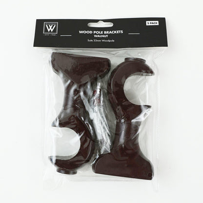 Windoware Curtain Brackets - 33mm - Walnut - 2 Pack