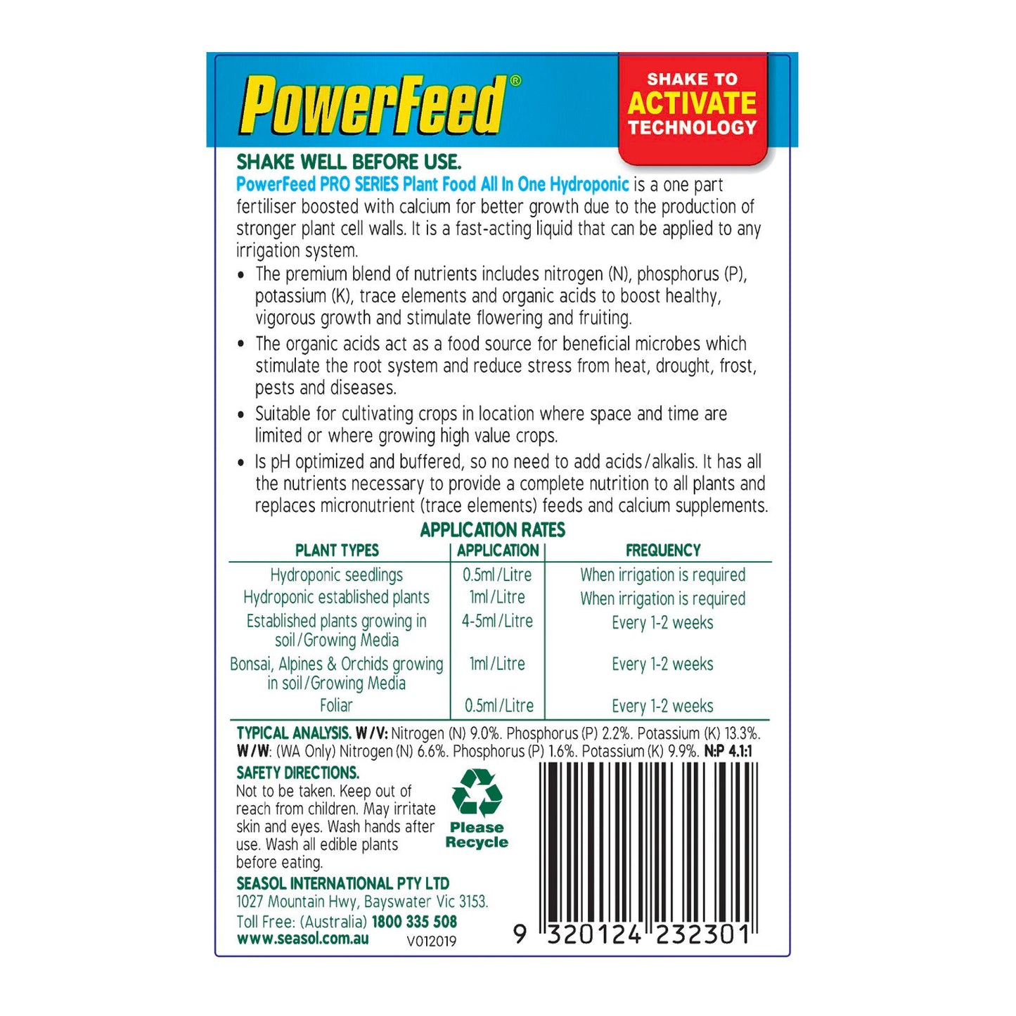 Powerfeed Pro Series All in One Hydroponic Fertiliser - 500ml